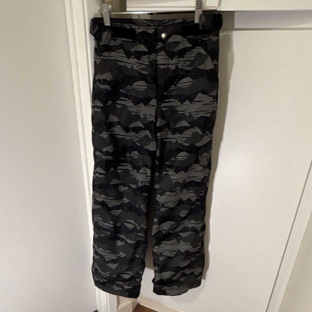 Columbia Unisex Kids M Black/Gray Camo Snow Pants Bootcut 25" Inseam